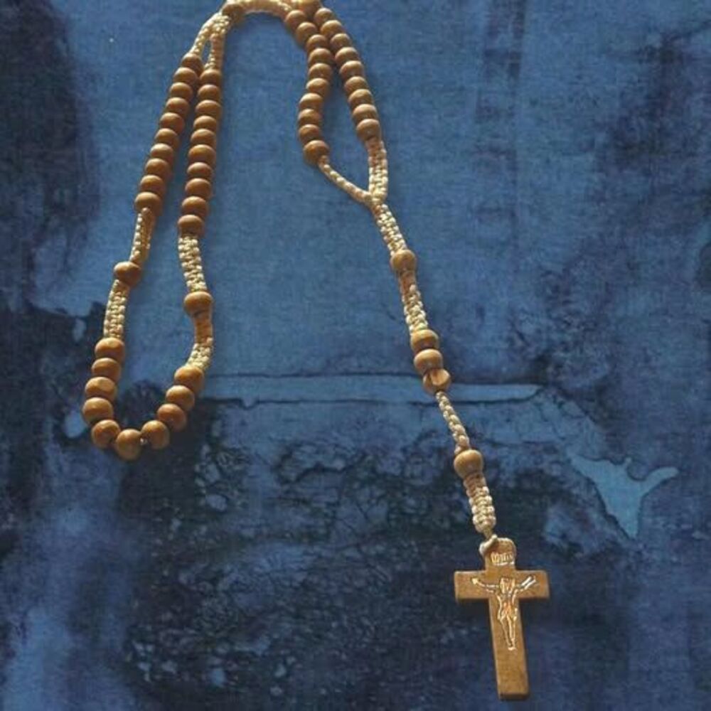 beautiful wooden rosary necklace